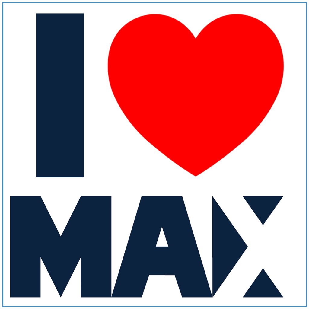 I love Max text with heart symbol.
